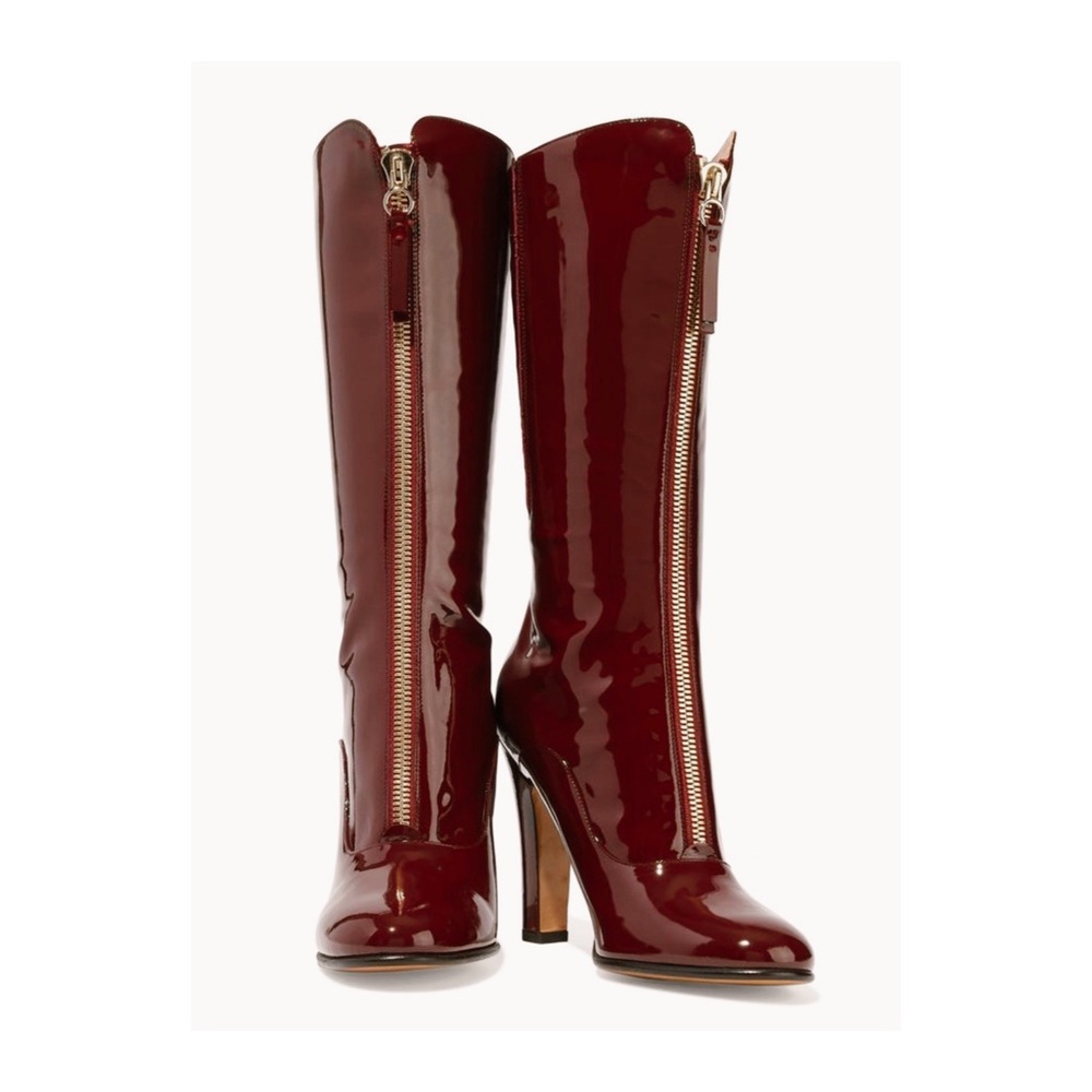 $2000 Valentino patent leather rebelle boots 37
